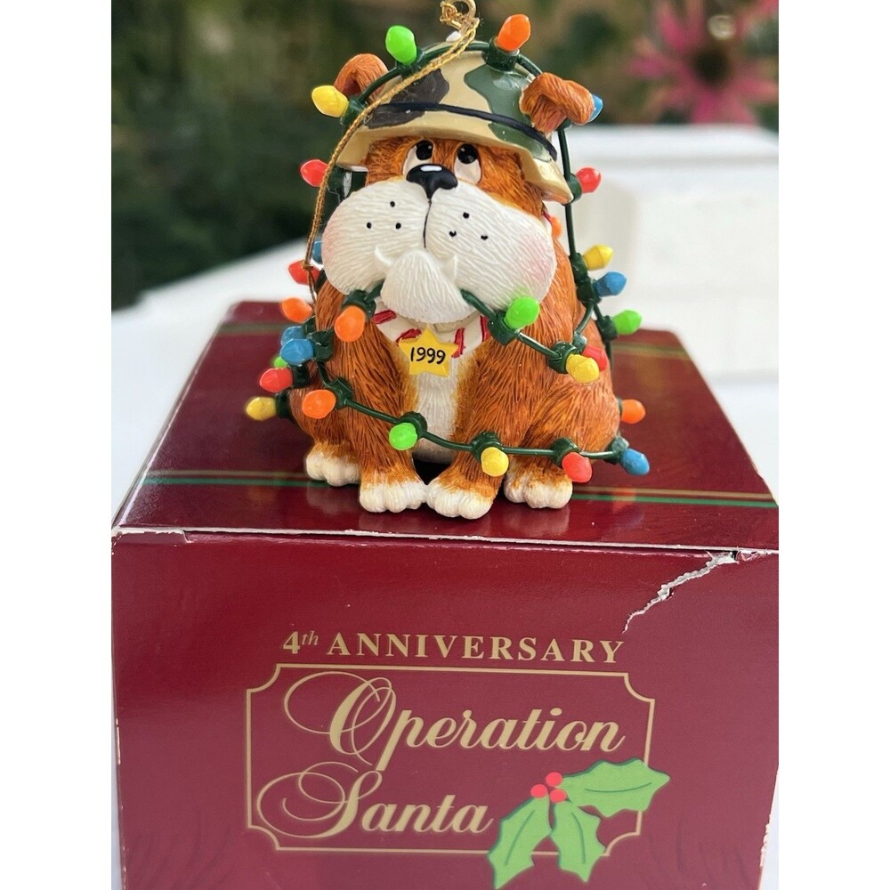 1999 American Greetings Operation Santa Military Bulldog Christmas Ornament NIB